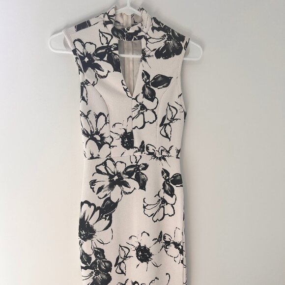 Black & White Floral Midi Dress – Size Small - Picture 1 of 3